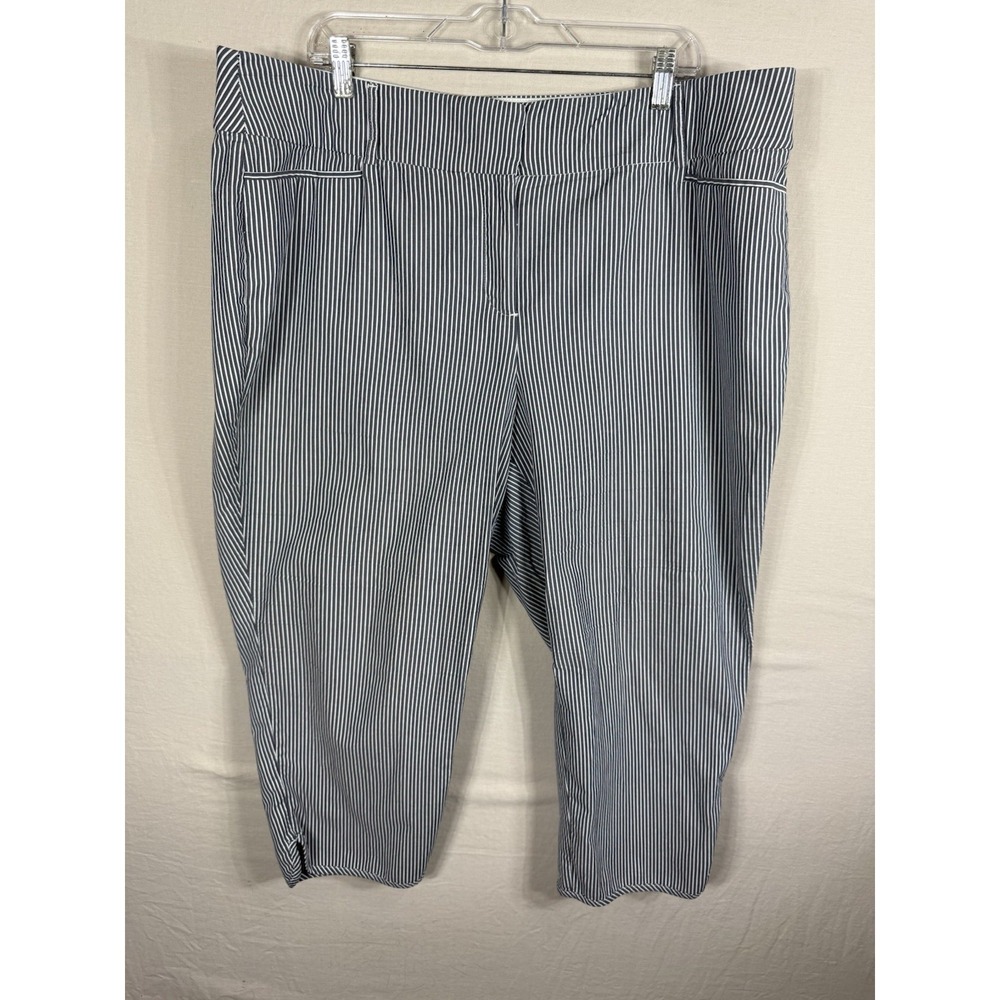 Lane Bryant The Allie Crop Pants Womens 18 Blue White Stripe Stretch Capri